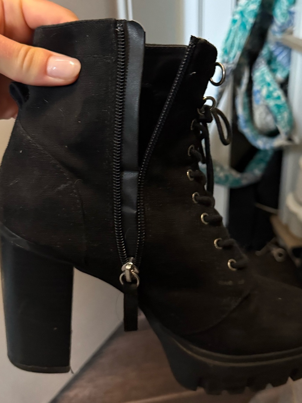 Women’s Black Lace-Up Platform Ankle Boots